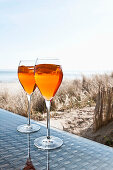 Refreshing drink on the beach at Scharbeutz, Schleswig Holstein, Germany