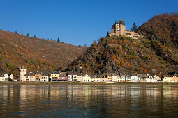 St Goarshausen with Katz castle,  Unesco World Cultural Heritage, Rhine river, Rhineland-Palatinate, Germany