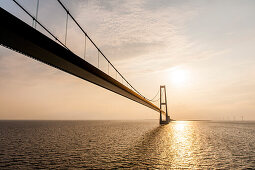 Oresund Bridge between Scania and Danmark during sun set, Baltic Sea, Oresund, Scandinavia