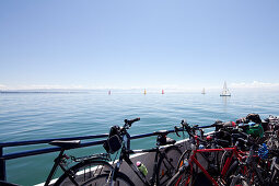 Ride on the ferry, water, watercourses, lake, bicycle, bike, strand, waterside, boat, ship, ferry boat, sail boat