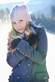 Young woman feeling cold, Styria, Austria