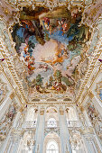 Deckenfresko im Steinernen Saal, Schloss Nymphenburg, München, Oberbayern, Bayern, Deutschland