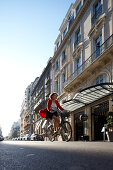 Exterior view and main entrance, Hotel La Maison Champs-Elysees, designed by Martin Margiela, Paris, France