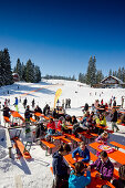 Skigebiet und Biergarten am Feldberg, Schwarzwald, Baden-Württemberg, Deutschland