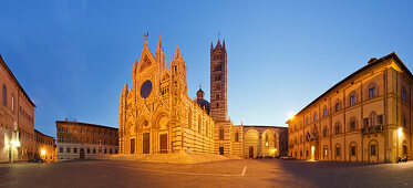 Duomo Santa Maria cathedral at night, Siena, UNESCO World Heritage Site, Tuscany, Italy, Europe
