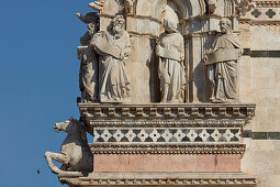 Detail of the facade of the cathedral Duomo Santa Maria, Siena, UNESCO World Heritage Site, Tuscany, Italy, Europe