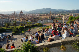 View point from Piazzale Michelangelo, Michelangelo square, staircase, Firenze, UNESCO World Heritage Site, Firenze, Florence, Tuscany, Italy, Europe