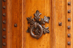 Door knocker on a door in the historic centre of Florence, UNESCO World Heritage Site, Firenze, Florence, Tuscany, Italy, Europe