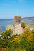 Blick von Burgruine Landshut auf das Moseltal mit Bernkastel-Kues, Mosel, Rheinland-Pfalz, Deutschland, Europa