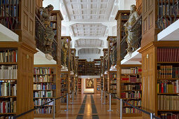 Bibliothek in Abtei Marienstatt (13. Jh.), Nistertal, Streithausen, Westerwald, Rheinland-Pfalz, Deutschland, Europa