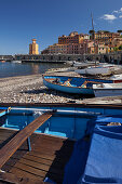 Fishing boats on the beach, Port of Rio Marina, Tower, Island of Elba, Tuscany, Italy