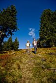 Hikers in autumn, Planai, Schladming, Styria, Austria