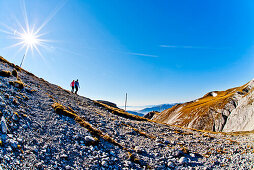 Couple hiking, Hochschwab mountain range, Styria, Austria