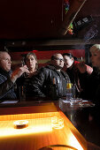 Motoraver group meeting in a bar, St. Pauli, Hamburg, Germany