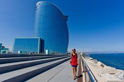 Girl in front of W Hotel  Barcelona, Spain