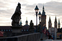 The Old Main Bridge, Alte Mainbruecke, Wuerzburg, Franconia, Bavaria, Germany