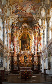 The interior of the Wieskirche, Wies, Steingaden, Upper Bavaria, Bavaria, Germany