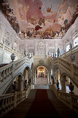 Staircase with fresco, Wuerzburg Residence, Wuerzburg, Franconia, Bavaria, Germany