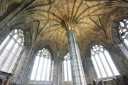 Deckengewölbe im Kapitelhaus der Kirche Elgin Cathedral, Elgin Cathedral, Elgin, Moray, Ostküste, Schottland, Großbritannien, Vereinigtes Königreich