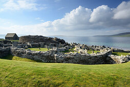 Steinzeitliche Siedlung Broch of Gurness, Broch of Gurness, UNESCO Weltkulturerbe The Heart of Neolithic Orkney, Orkney Inseln, Schottland, Großbritannien, Vereinigtes Königreich