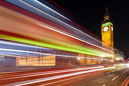 Palace of Westminster mit Elizabeth Tower bei Nacht, London, England, Großbritannien