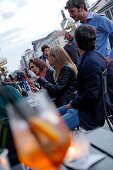 Guests in a bar, Navigli quarter, Milan, Lombardy, Italy