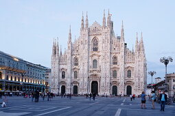View over Piazza del Duomo to Milan Cathedral in the evening, Milan, Lombardy, Italy