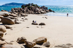 People at the beach of Fairy Cove, Wilsons Promontory, Victoria, Australia