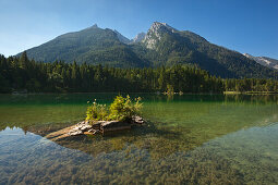 Hintersee, view to Hochkalter, near Ramsau, Berchtesgaden region, Berchtesgaden National Park, Upper Bavaria, Germany