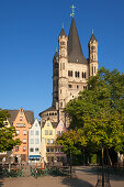 Häuser am Fischmarkt vor der Kirche Groß-Sankt-Martin, Altstadt, Köln, Rhein, Nordrhein-Westfalen, Deutschland