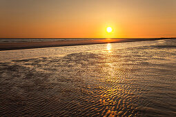 Sunset at Kniepsand, Amrum island, North Sea, North Friesland, Schleswig-Holstein, Germany