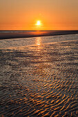 Sonnenuntergang am Kniepsand, Insel Amrum, Nordsee, Nordfriesland, Schleswig-Holstein, Deutschland