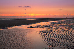 Sonnenuntergang am Kniepsand, Insel Amrum, Nordsee, Nordfriesland, Schleswig-Holstein, Deutschland