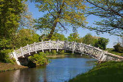 White bridge, Woerlitz, UNESCO world heritage Garden Kingdom of Dessau-Woerlitz, Saxony-Anhalt, Germany