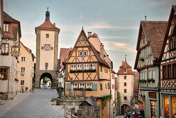 Ploenlein and Siebers Tower, Rothenburg ob der Tauber, Romantic Road, Franconia, Bavaria, Germany