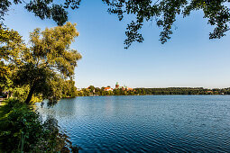 lake Ratzeburg and the cathedral of Ratzeburg, Ratzeburg, Schleswig-Holstein, north Germany, Germany