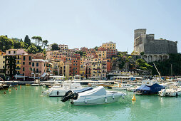 Hafen und Burg, Lerici, Provinz La Spezia, Ligurien, Italien