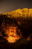 Al Khazneh in candlelight, Petra, Jordan, Middle East