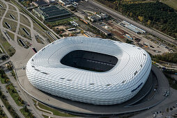 Aerial view of a football stadium, Munich, Bavaria, Germany