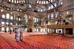 Interior view of the Blue Mosque, Sultan Ahmed Mosque, Istanbul, Turkey