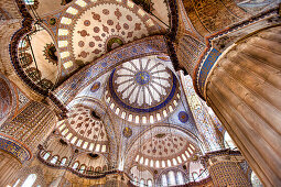 Deckengewölbe der Blauen Moschee, Sultan Ahmed Moschee, Istanbul, Türkei