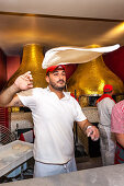 Man making pizza, Naples, Bay of Naples, Campania, Italy