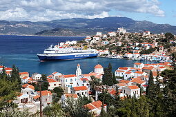 Harbour, and town of Kastellorizo, Dodecanese, South Aegean, Greece