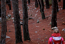 Woman hiking along long-distance footpath Lycian Way, Antalya, Turkey