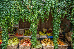 Fruit stall, Finalborgo, Finale Ligure, Province of Savona, Liguria, Italy