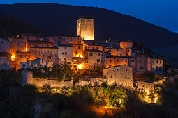 Medieval castle in the town of Arrone, valley of the Nera river, St. Francis of Assisi, Via Francigena di San Francesco, St. Francis Way, province of Terni, Umbria, Italy, Europe