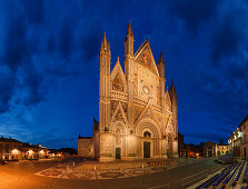 Duomo di Orvieto at night, Orvieto cathedral, gothic, Orvieto, hilltop town, province of Terni, Umbria, Italy, Europe