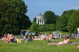 Summer in the English Garden with Monopteros, Englischer Garten, Munich, Upper Bavaria, Bavaria, Germany