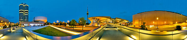 BMW World at night, Munich, Upper Bavaria, Bavaria, Germany