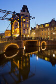 Doelen Hotel, Kloveniersburgwal in the evening, Amsterdam, Netherlands